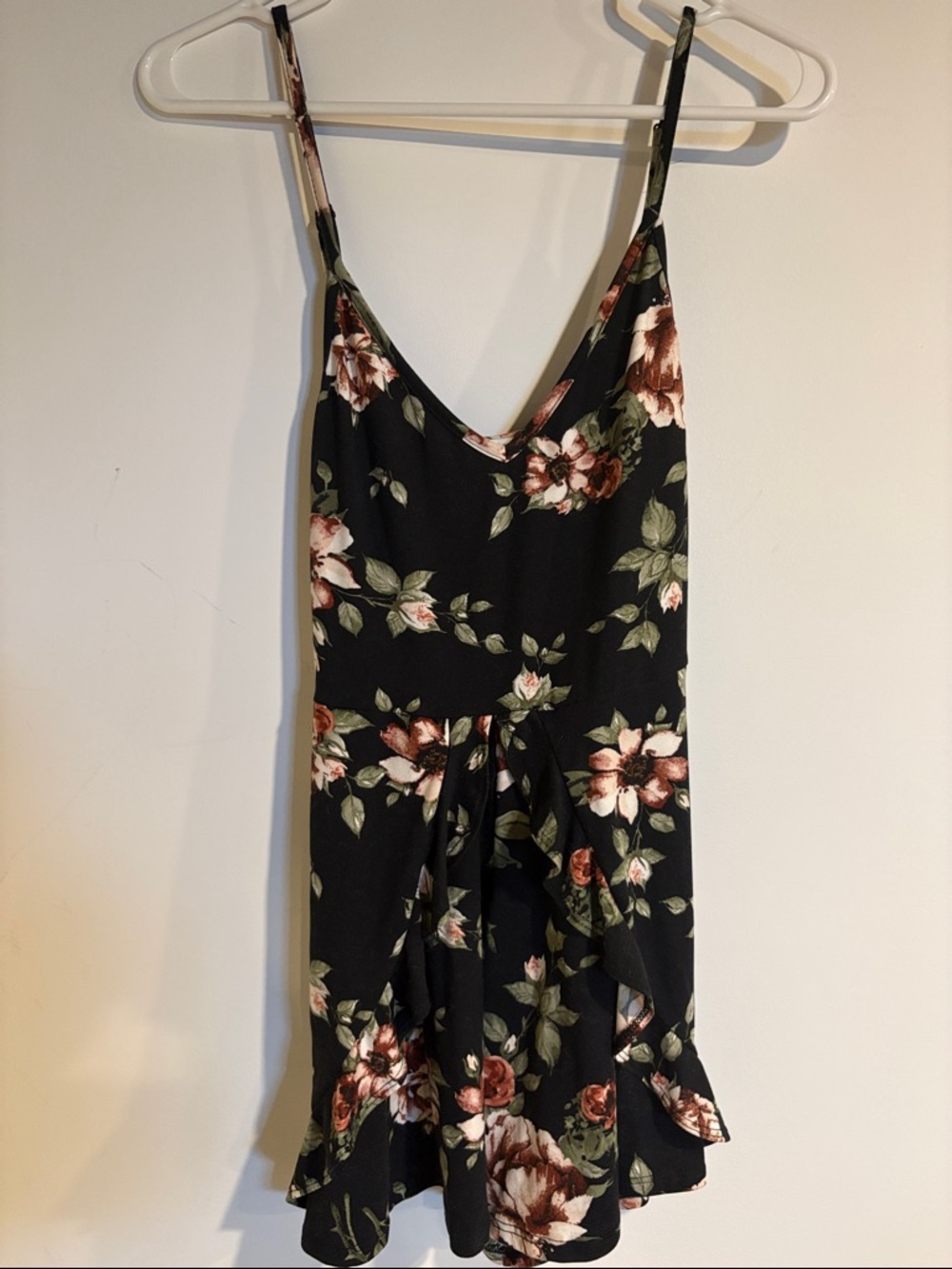 Charlotte Russe Black Floral Spaghetti Strap Romper